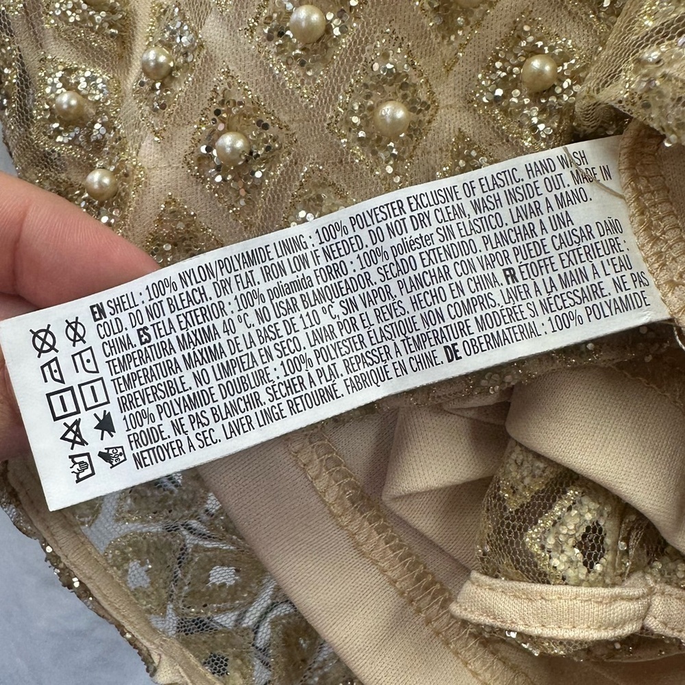 Forever 21 Gold pearl detail shift dress size L - Picture 10 of 10